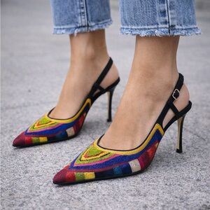 Casadei Multicolor Slingback Heels